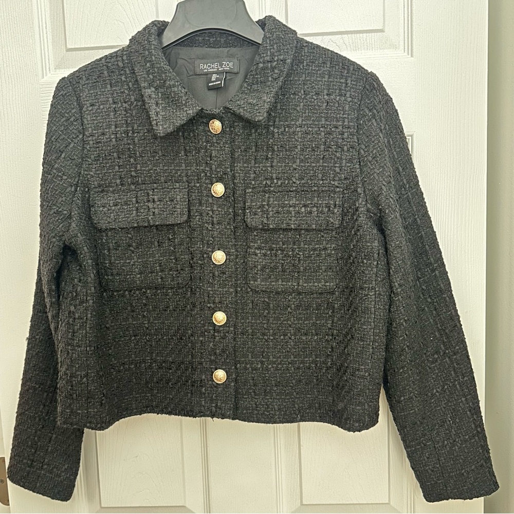 Rachel Zoe Women’s Blazer in black and gold buttons